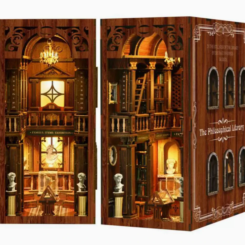 

DIY 3D Wooden Puzzle Book Nook Miniature House Kit Doll House Model for Adults Home Decor Gift