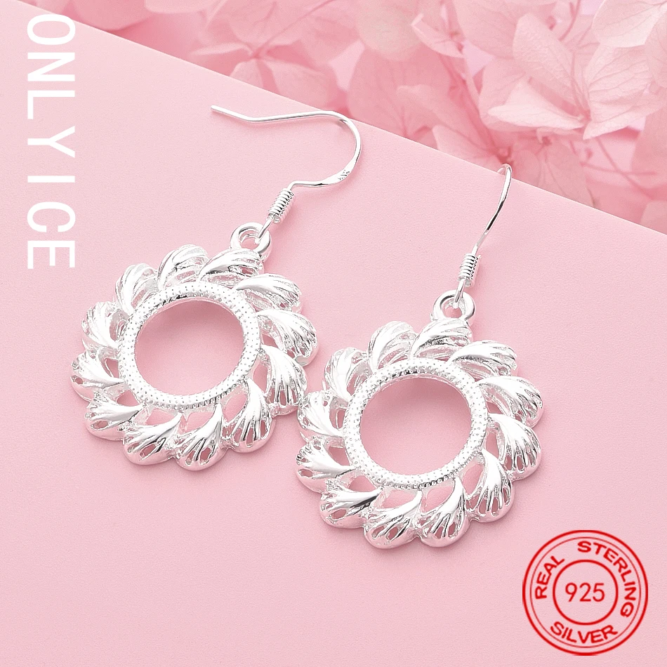 ONLYICE 925 Sterling Silver Earrings Sunflower Drop Earrings Jewelry Fashion Party and Daily Wear