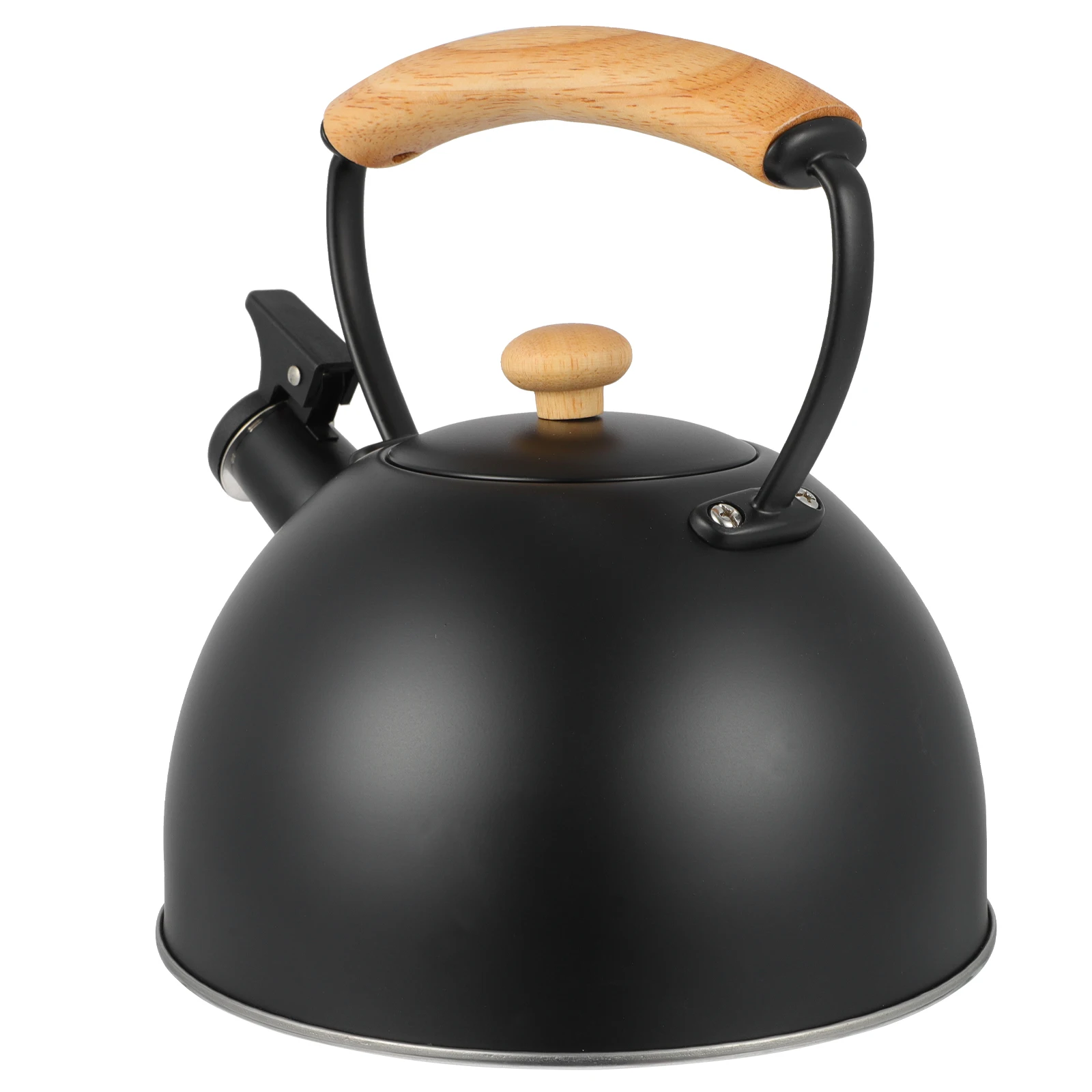 

1pc Stainless Steel Wood Handle Household Kettle Heat Resistant Anti Scalding Large Spout Safe For
