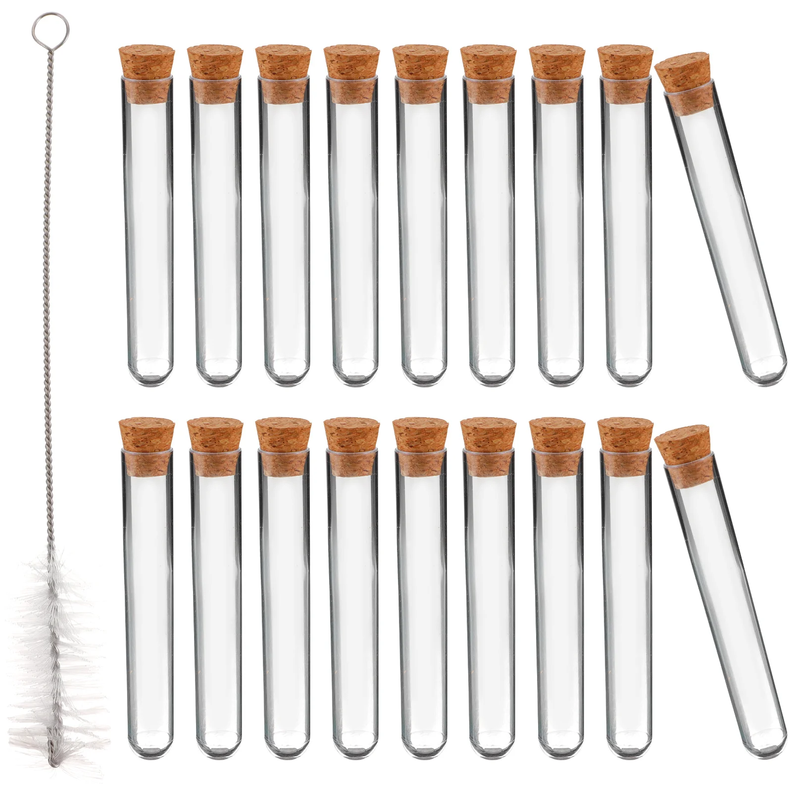 

Test Tubes Plastic Small Transparent Sealed Container Storage with Stoppers Lids Caps