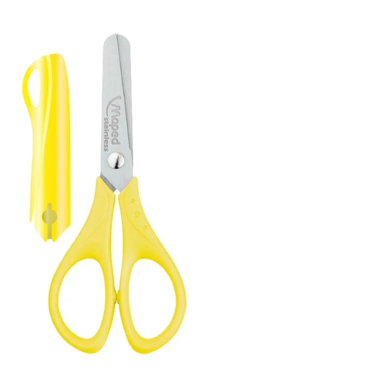 Kids Safety Scissors with Protective Cover Stainless Steel Rounded Tip for Kindergarten Children School Art Craft Supplies