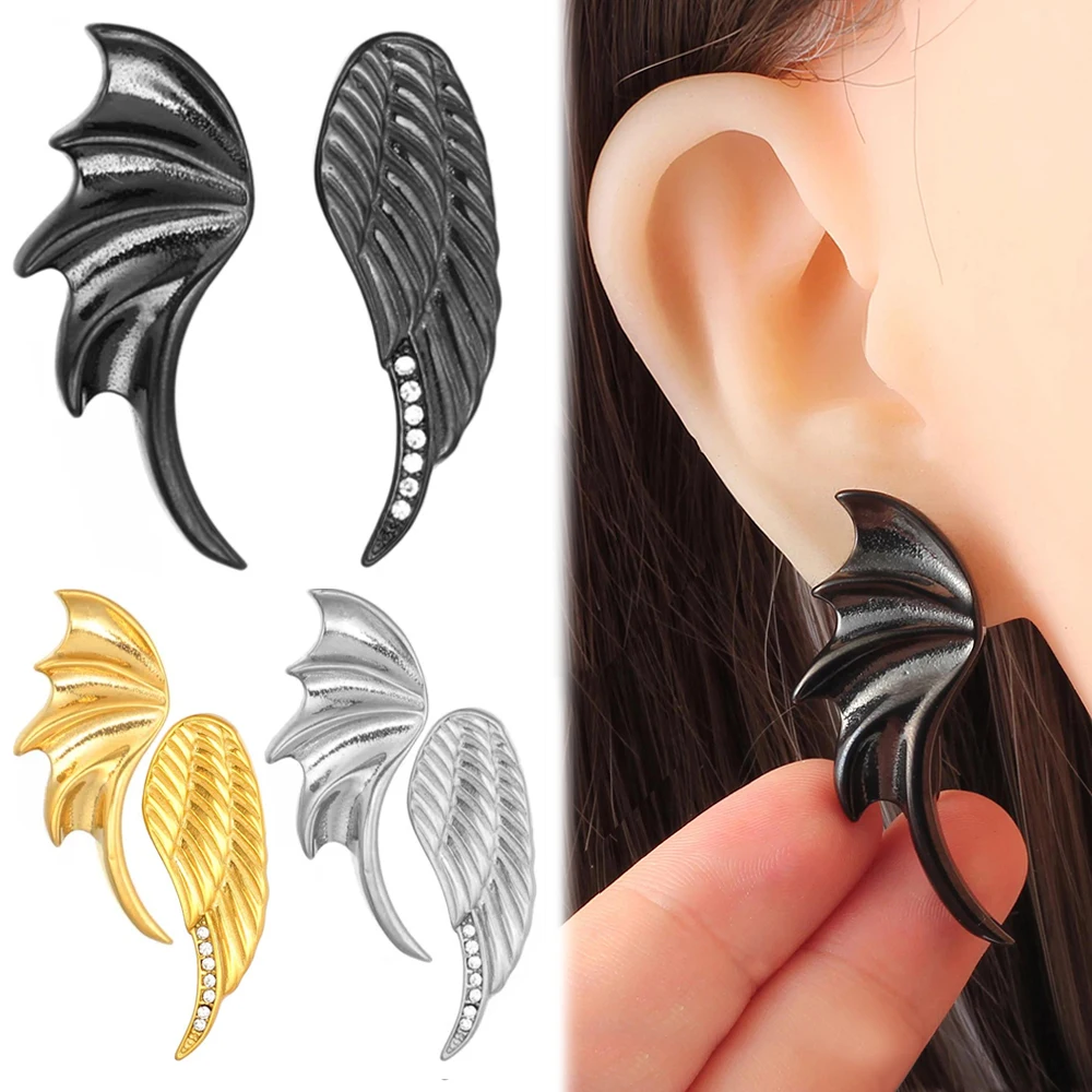 

2PCS Fashion Wing Ear Weights Hangers Plugs Stainless Steel Ear Gauges Piercing Body Jewelry Expander 4mm 6g