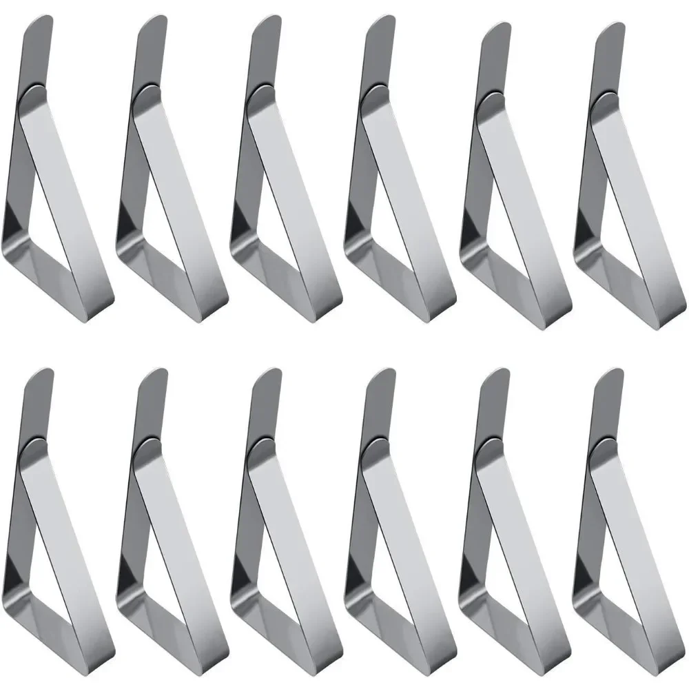 12 Packs Adjusting Tablecloth Clips Stainless Steel Table Cover Clamps Table Cloth Holders (Silver)