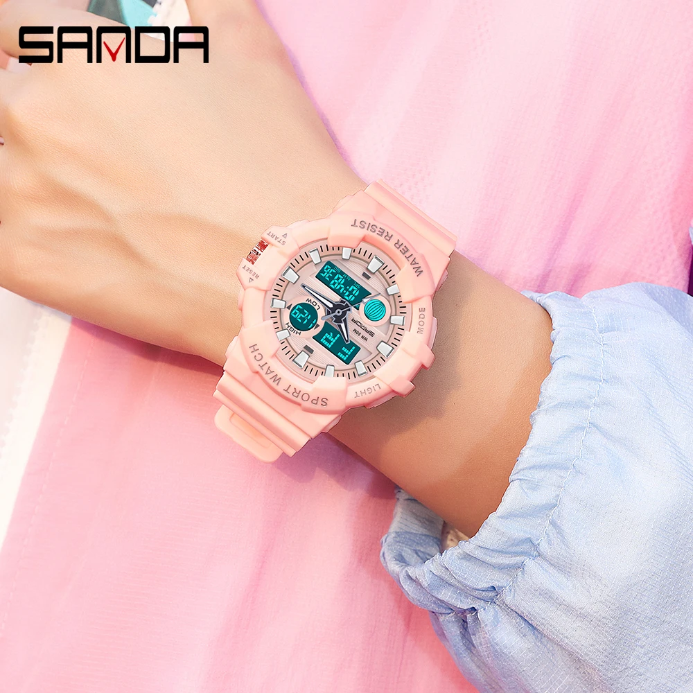 SANDA New man Women Sport Digital Watch Electronic Quartz Dual Core Display LED Waterproof Watches Casual Student WristWatch3037