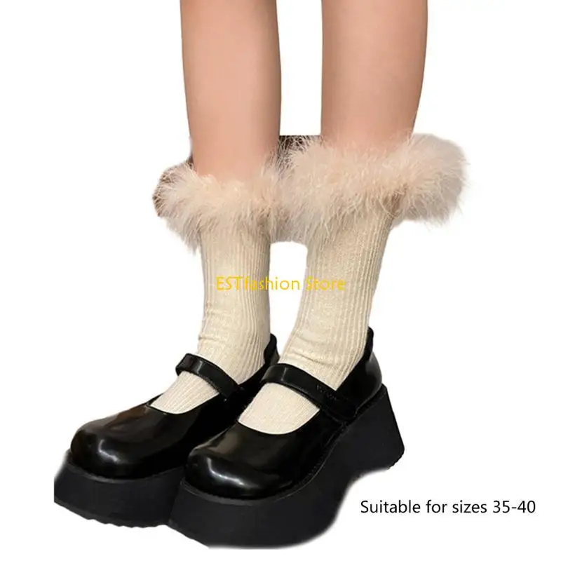 Y5gc 1 paire chaussettes robe princesse mignonne fille lolitas chaussettes cheville chaussettes en coton à froufr