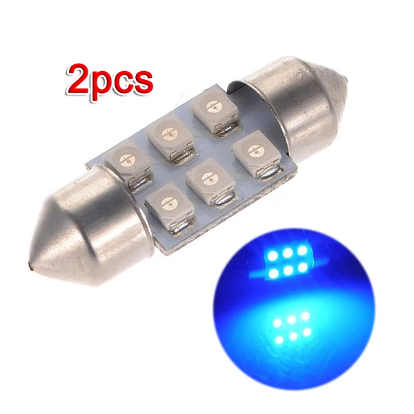 

2x C5W LED 6 SMD 31MM Xenon Bulb Lamp shuttle Ceiling Dome Light, Blue 12V DC