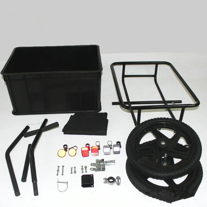 Factory Direct 2026 16 inch Air Wheel Bicycle Trailer with Suitcase, Double Wheel Internal Frame Enclosed Cargo