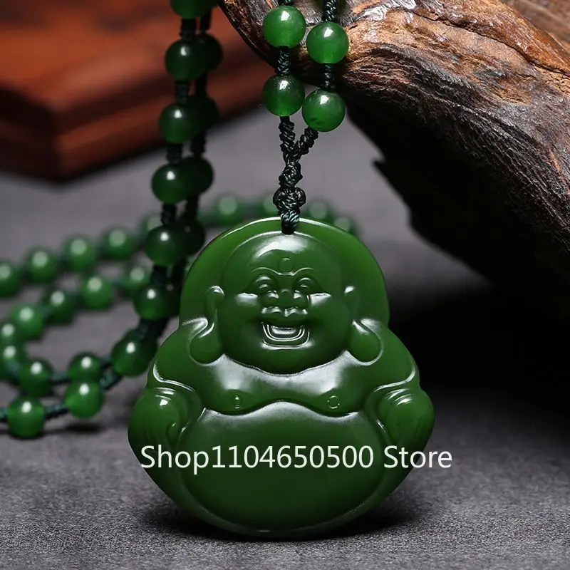 

Hetian Jade Pendant Jasper Maitreya Buddha Green Smiley Buddha Pendant