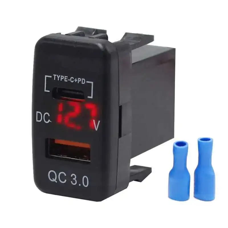 

12V Auto QC3.0+PD Dual USB Cigarette Lighter Power Adapter Outlet Car Charger Socket Special For TOYOTA