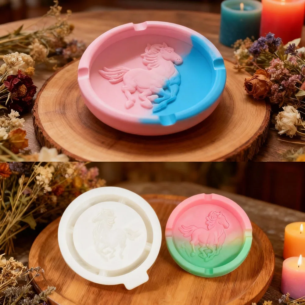 Modern Geometric Ashtray Silicone Mold, DIY Concrete Cement Resin Ash Tray Mould with Cigarette Rest, Handmade Home Decor Crafts