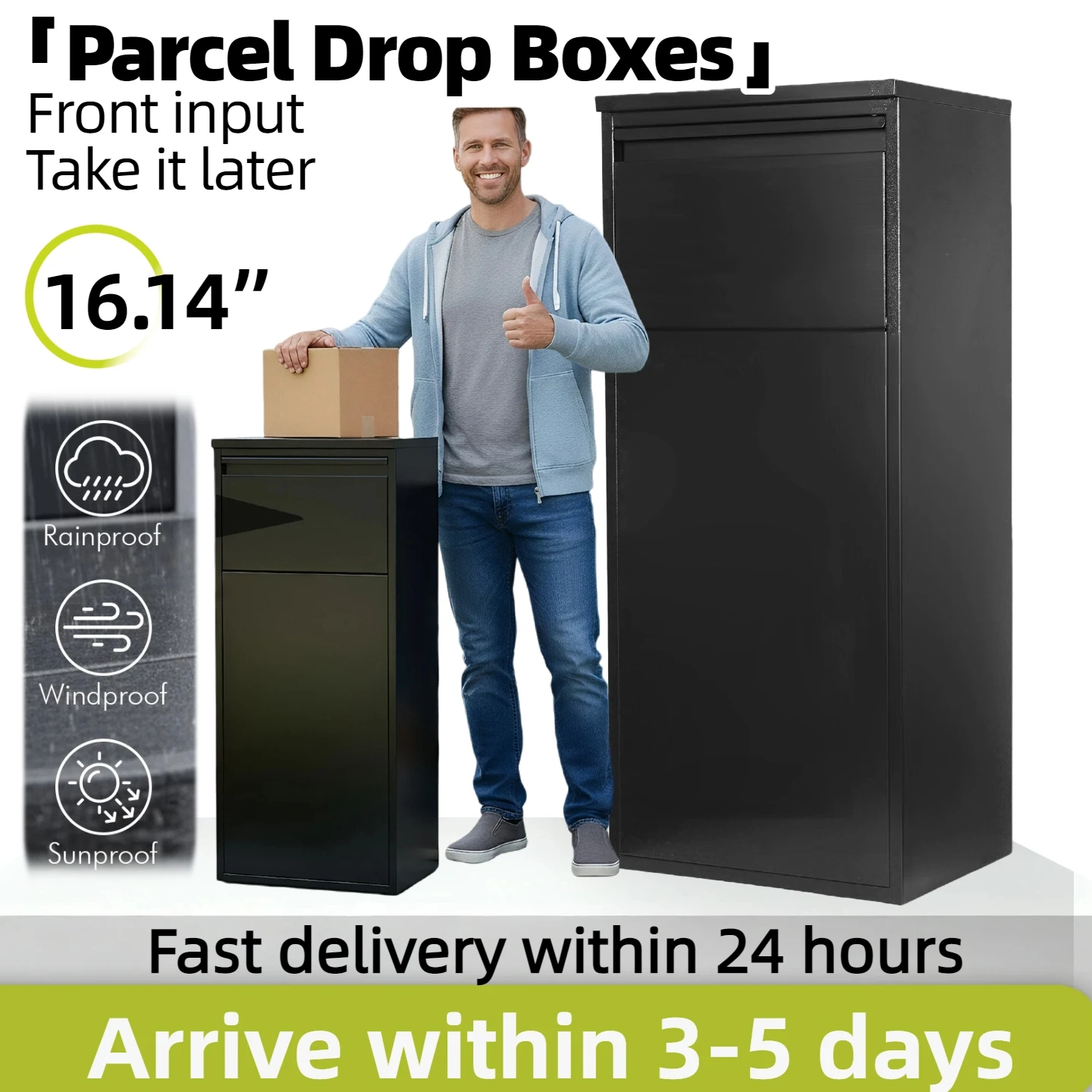 

Parcel Drop Boxes for Outside Package Delivery Boxes Anti-Theft Lockable Parcel Storage Box for House, Porch, Curbside, Black