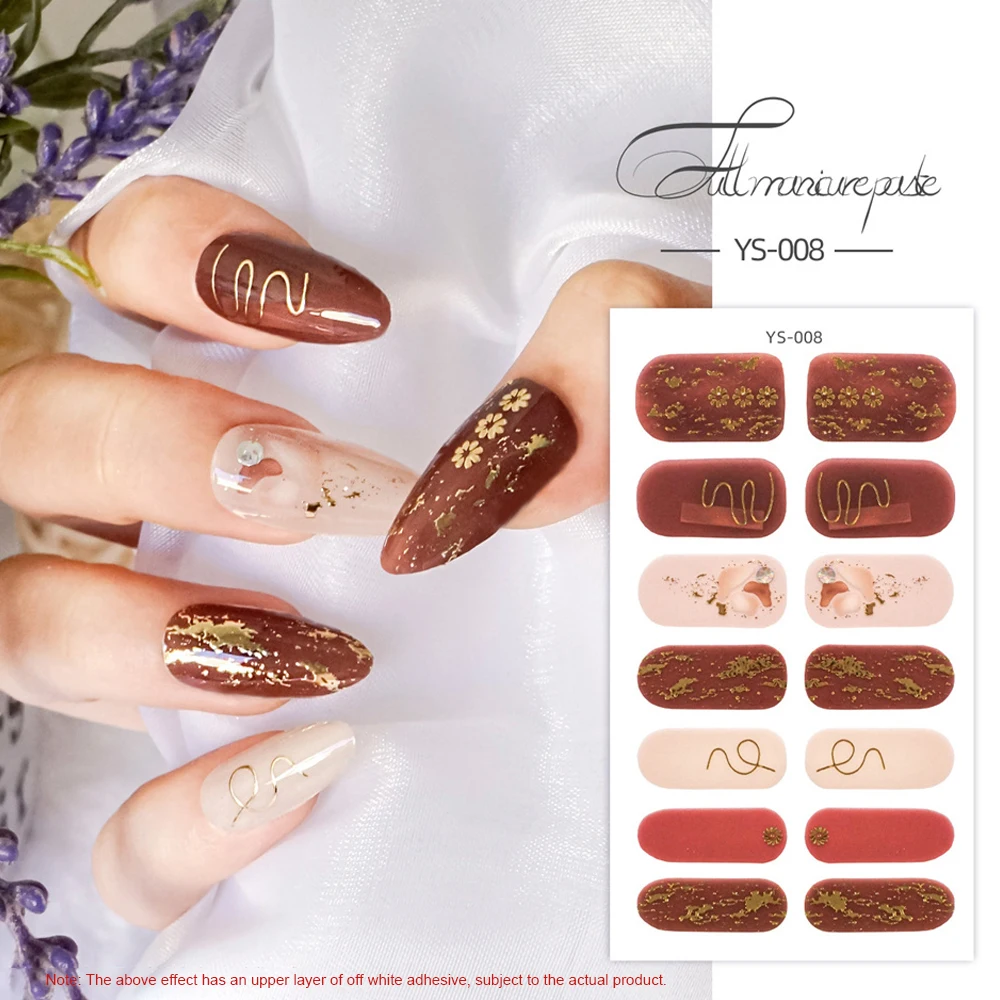 Adesivos de unhas florais para decoração, elegância francesa, adorável filme de esmalte para unhas, filme de esmalte sem assar, gel para unhas estilo japonês