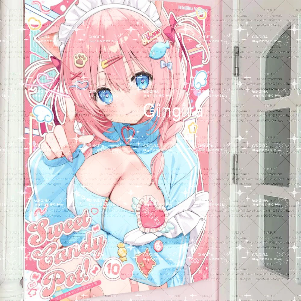 Künstlerischer 2D Kawaii-Mädchen-Puzzle-Wandteppich, originaler Wandbehang aus Stoff, Innendekoration, Kawaii-Raumdekoration