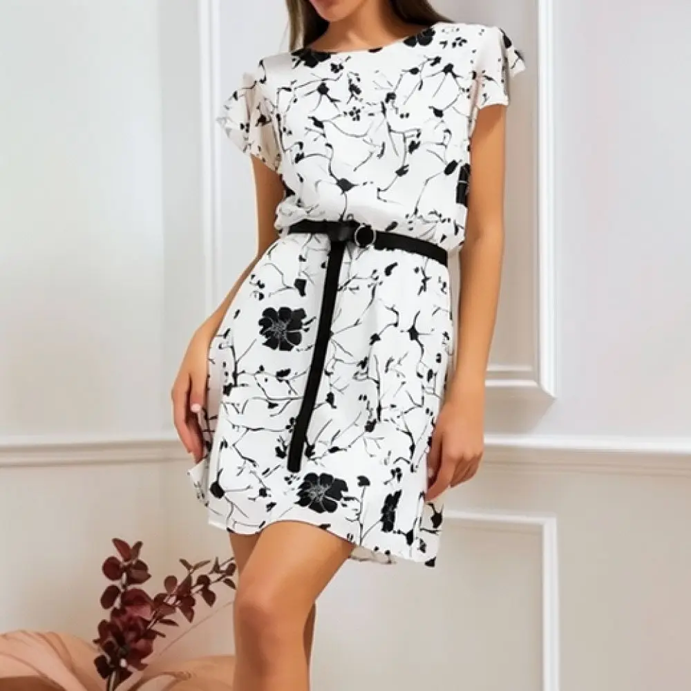 Womens French Vintage Dress Puff Sleeve Floral Print Mini Skirt Slim Waist A Line Casual Summer Holiday Fashion Outfit