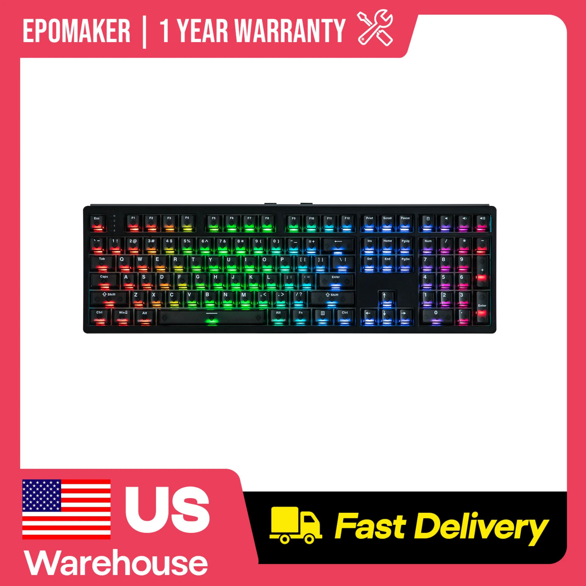 EPOMAKER HE108 Full Sized ANSI US Layout Wired/BT/2.4Ghz Wireless Hall Effect Gaming Keyboard Rapid Triggering & 128K Scan Rate