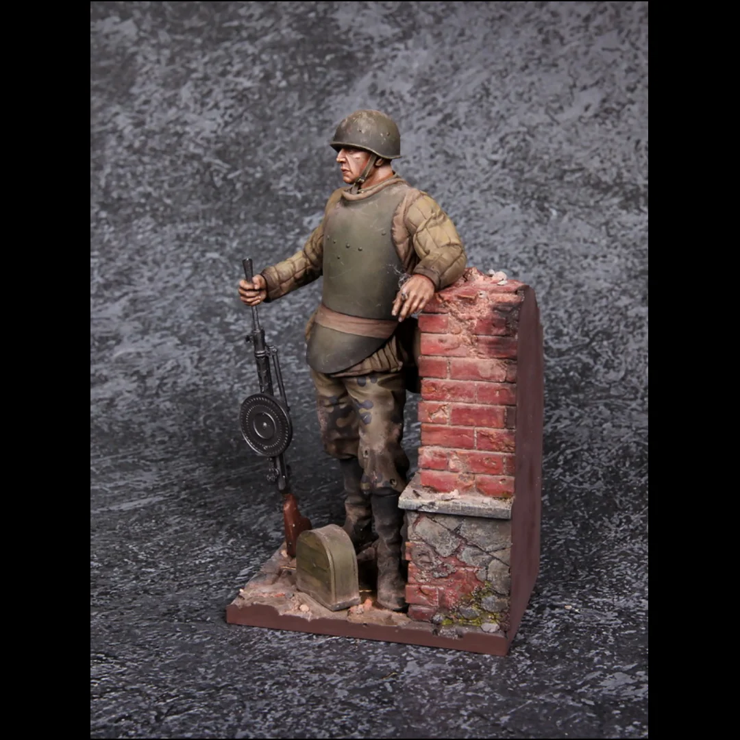 1/35 Resin Soldier Unpainted Model Kit, Assault Engineer Brigade Machine Gunner,(with wall) unassembled and unpainted GK,858R