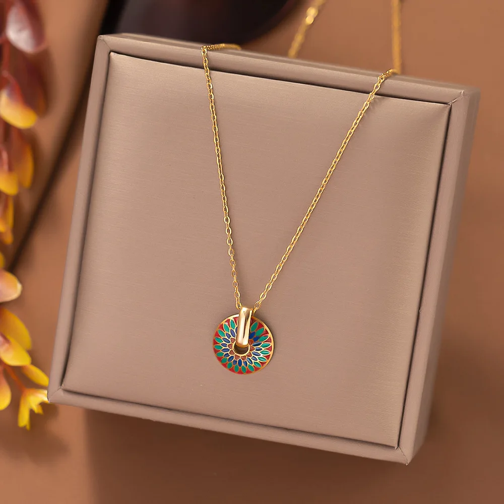 Kitykiss Vintage Enamel Earrings Necklace Handmade Fashion Jewelry Gifts for Women