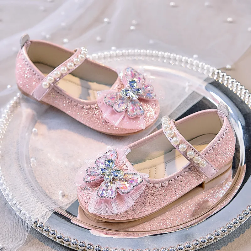 Mädchen Glitzer Strass Schmetterling Perlen Mary Jane Ballerinas Rutschfeste Weiche Sohle Kleinkind Mädchen Hochzeit Party Prinzessin Festliche Schuhe – Detail 8