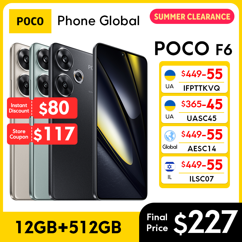  POCO F6 5G Global Version Cellphone 90W turbo charging 120Hz Flow AMOLED display 50MP camera system with OIS Snapdragon 8s Gen 3