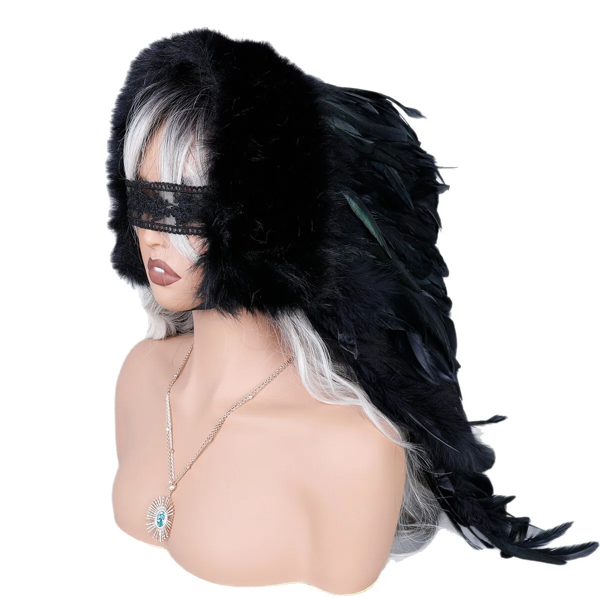 هالوين ريشة قبعة غطاء الرأس الدانتيل الديكور كرنفال موكب زي تأثيري أزياء مسرحية الحفلات اكسسوارات 2026 #4