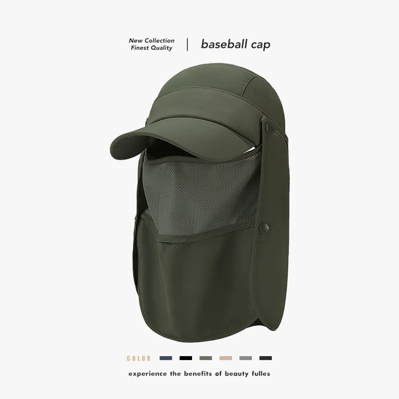 Full Cover Outdoor Sun Protection Hat Men Women Cover The Face Protect Against Ultraviolet Rays Hiking Fisherman Hat Wide Brim