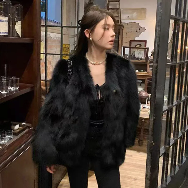 Haining Xiaoxiangfeng Imitation Fox Fur Jacket Women's Spring and Autumn 2025 New Thin Fur Warm Jacket