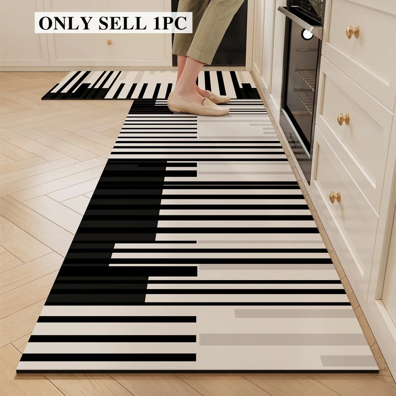 Kitchen Floor Mat Pvc Waterproof Leather Carpet Long Non-slip Oil-proof Foot Mats Modern Minimalist Carpets Home Decoration Rug