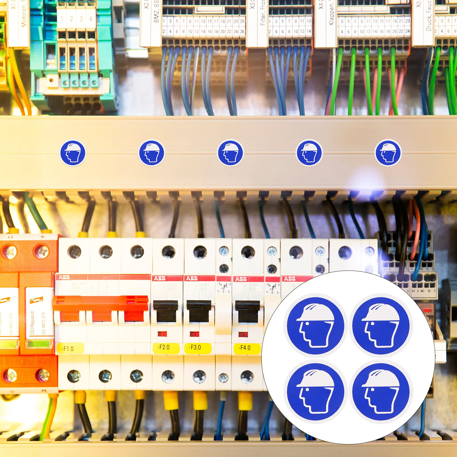 10Pcs Hard Hat Sign Wear Sticker Safety Symbol Adhesive Label Decal Use Hard Hat Sign Adhesive Label