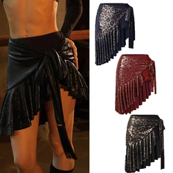 ZYM Adults Sexy Latin Dance Skirts Women'S Chacha Rumba Latin Dance Clothing Irregular Wrap Skirt Stage Dancing Wear SL10331
