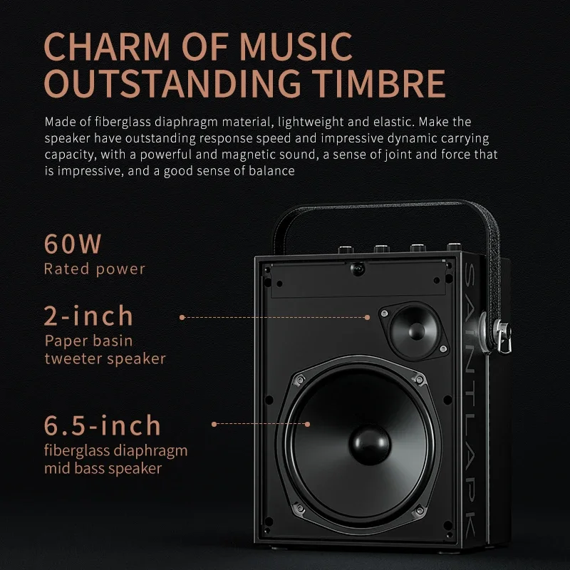 

60W Home Party Speaker PA System Portable Karaoke Speaker With UHF Wireless Handheld Microphone