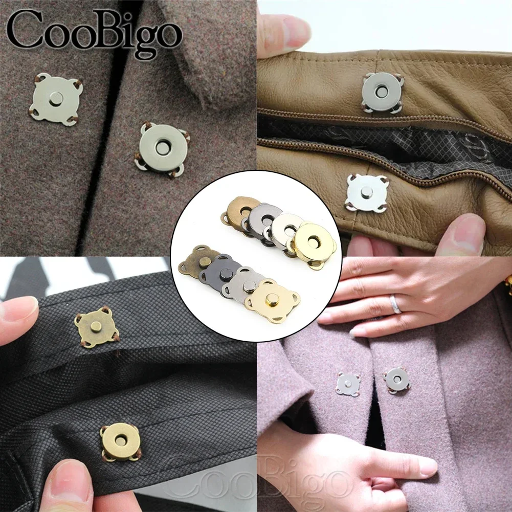 10set Sewing Metal Snaps Magnet Buttons Magnetic Fasteners Clasps Closures Buckles for Clothes Bag DIY Craft Accessories 10-18mm