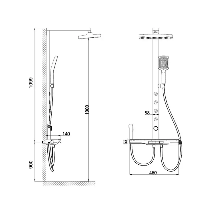 Imagem -06 - Gray Digital Display Shower Grupo Luz Ambiente do Banheiro Back Spray Torneira para Apartamento Sistema de Chuveiro Multifunções