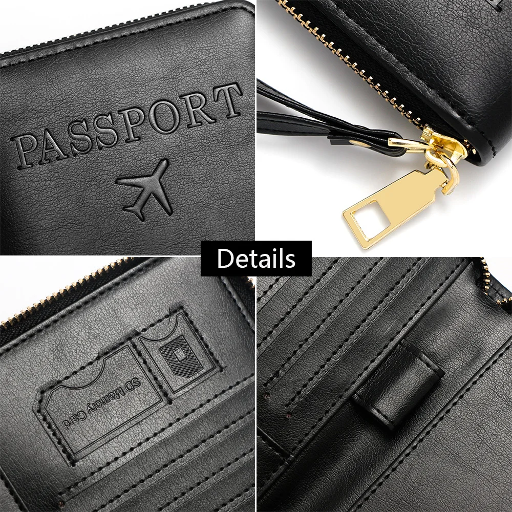 جديد سعة كبيرة المرأة محفظة رفيد غطاء جواز السفر سيم وحامل بطاقة SD للجنسين المحافظ حامل صور جوازات السفر للفتيات