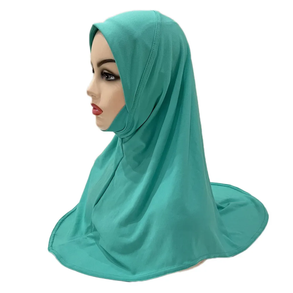 Muslim Girls Hijab Islamic Hijab One Piece Amira Easy to Wear Solid Color Islam Arab Scarf Shawls Pull On Headwrap for ages 5-10