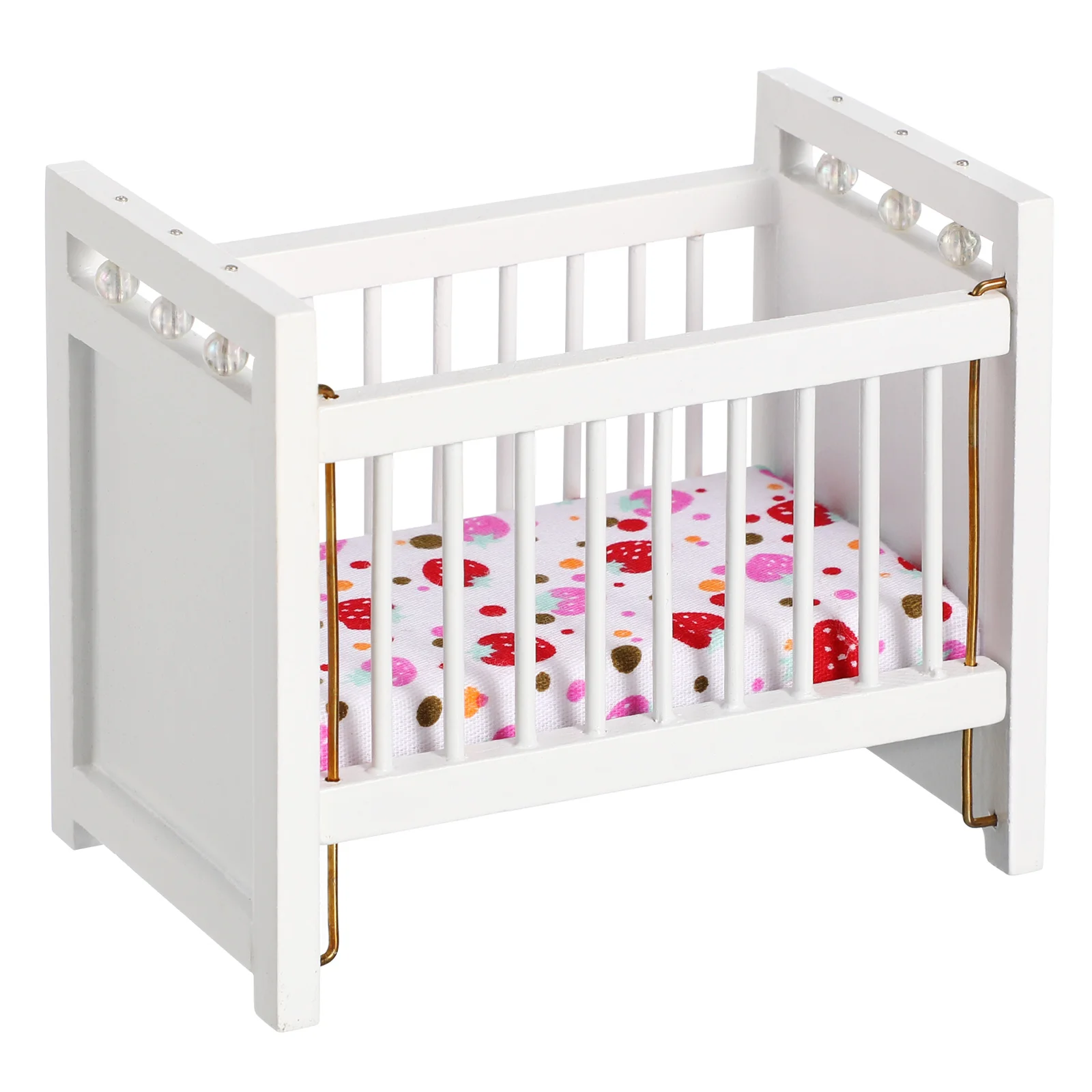 

House Crib Mini Fridges Model Adornment Baby Miniature Swing Furniture Birch Plaything Toy