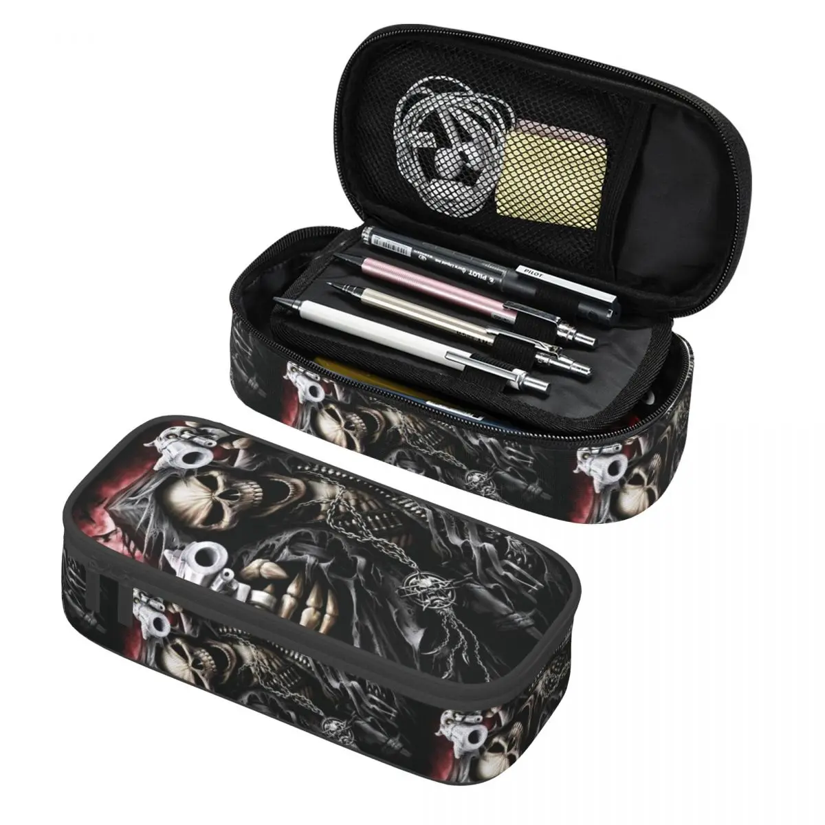 

Карандаш с черепом смерти для мальчиков и девочек, большой чехол для хранения, Школьные Аксессуары