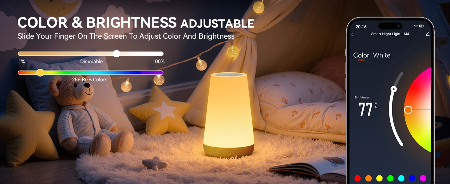 Tuya Smart APP WIFI Table Lamp Ambient Bedside Lamp Remotely Controlled Bedside Lamp Night Light with Multiple Lighting Modes