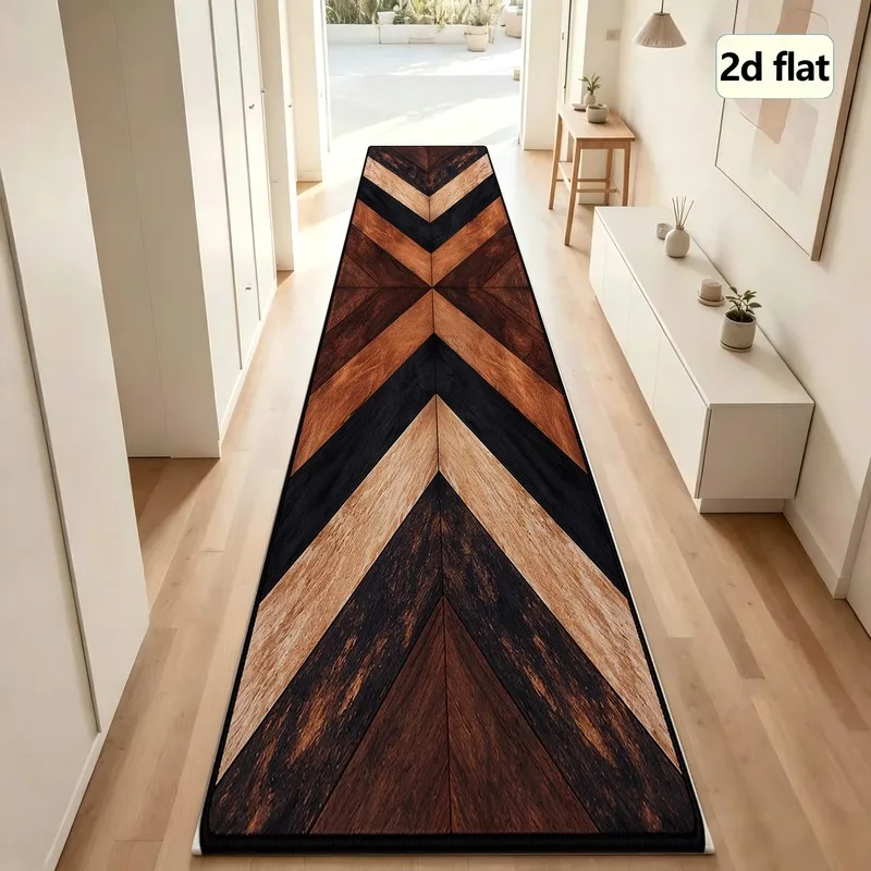 1 Piece Wooden Chevron Pattern Rug, Soft and Comfortable, Suitable for All Seasons, Lightweight and Easy to Maintain, Ideal for Home Decoration, Living Room, Bedroom, Entryway, Winter, Autumn, Perfect Room Decor