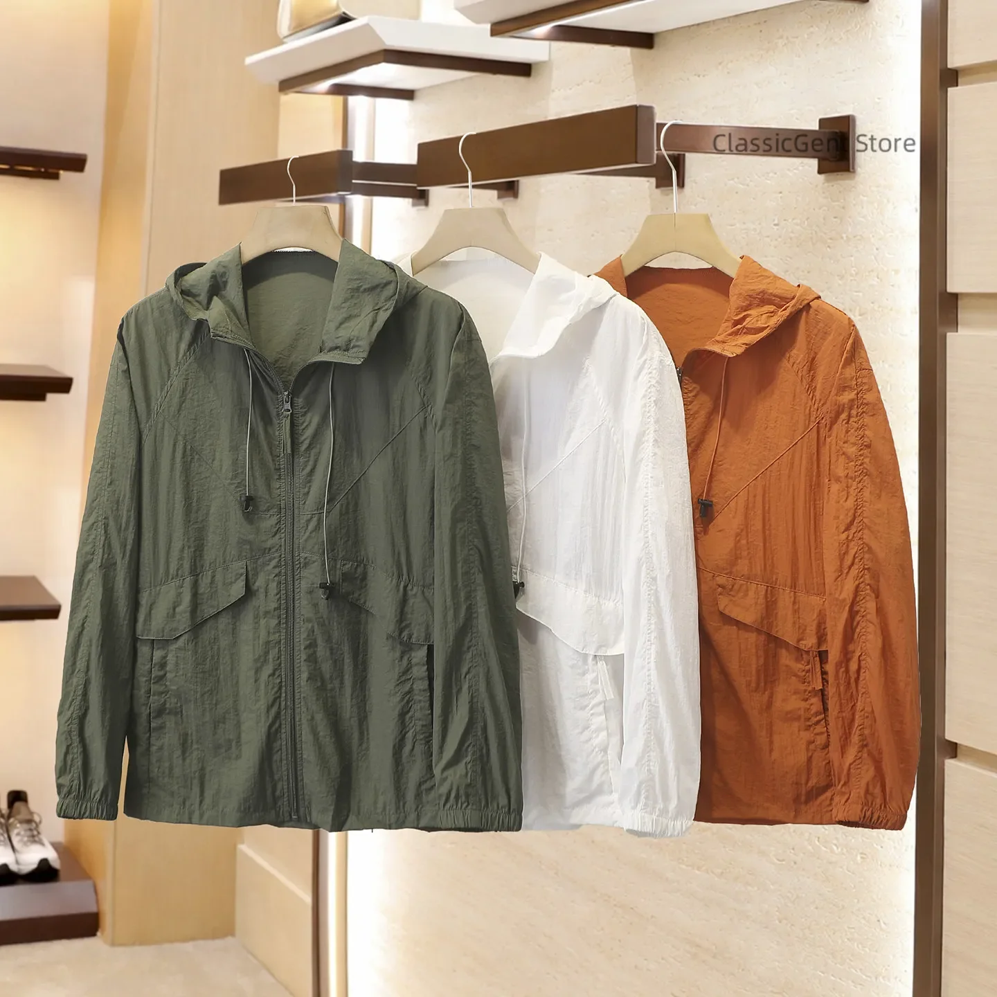 

Zero weight bearing, large size, light and breathable men's spring and summer outdoor sunscreen skin clothing jacket
