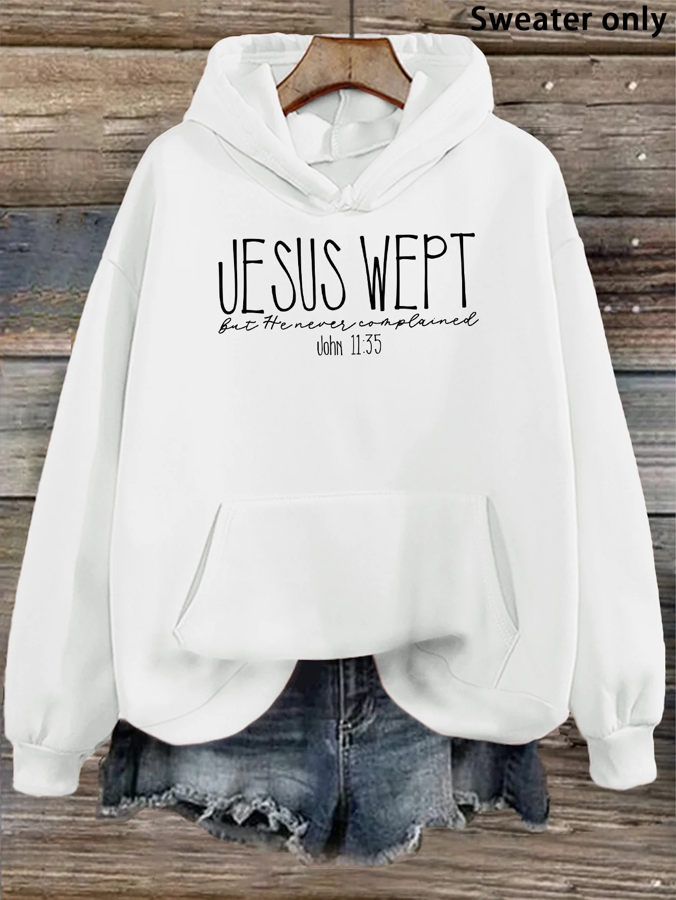 

Plus Size Hoodie "Jesus Cries" Print Hoodie, Inspirational Casual Jumper, Comfortable and Stylish, Ideal for Everyday Wear