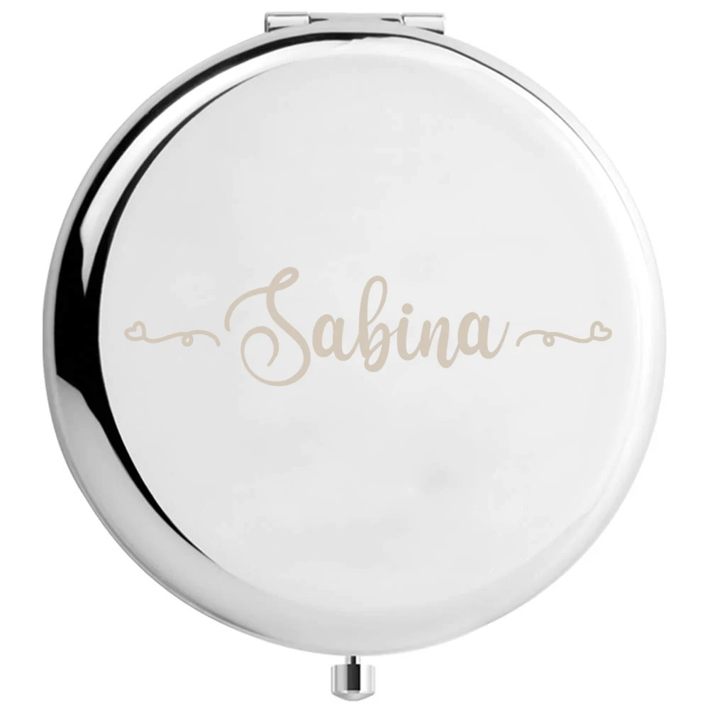 1pc Abstract Flower of Love Customized Name Laser engraving Fold Mirror Round Circle Mirror Folding Mirror Makeup Mirror