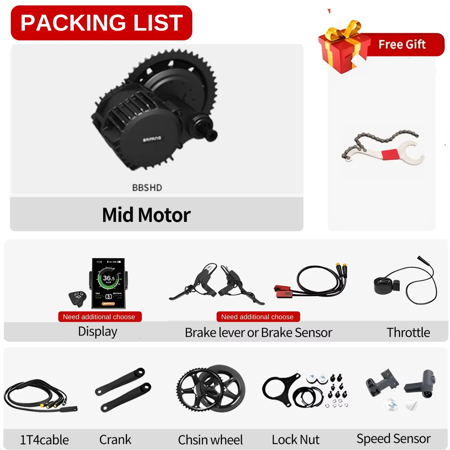 Bafang 48V 52V 1000W Mid Drive Motor BBSHD BBS03 EBike Kits BB 68/100mm Powerful Bicycle Engine Electric Bike Conversion Kit