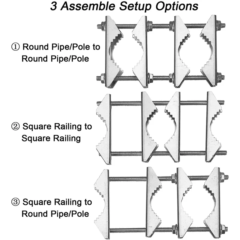 3 حزمة مزدوجة هوائي الصاري المشبك الخامس الفك كتلة 5.5 بوصة البراغي ، المضادة للصدأ الثقيلة القطب إلى القطب تصاعد عدة قوس حامل