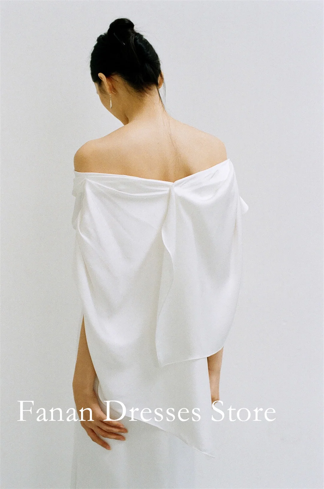 Off Shoulder Draped Cowl Neck Wedding Midi Maxi Dress Ruched Waist Slim Fit Sheath Bridal Gown For Civil Elopement Ceremony