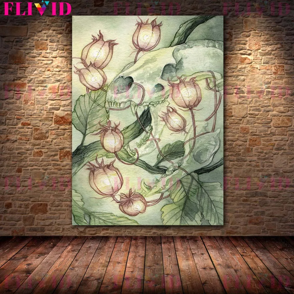 Animal Skulls Abstract Watercolor Art Prints Witchcraft Spirit Withered Bones Wall Art Poster And Print Home Decoration Unframed
