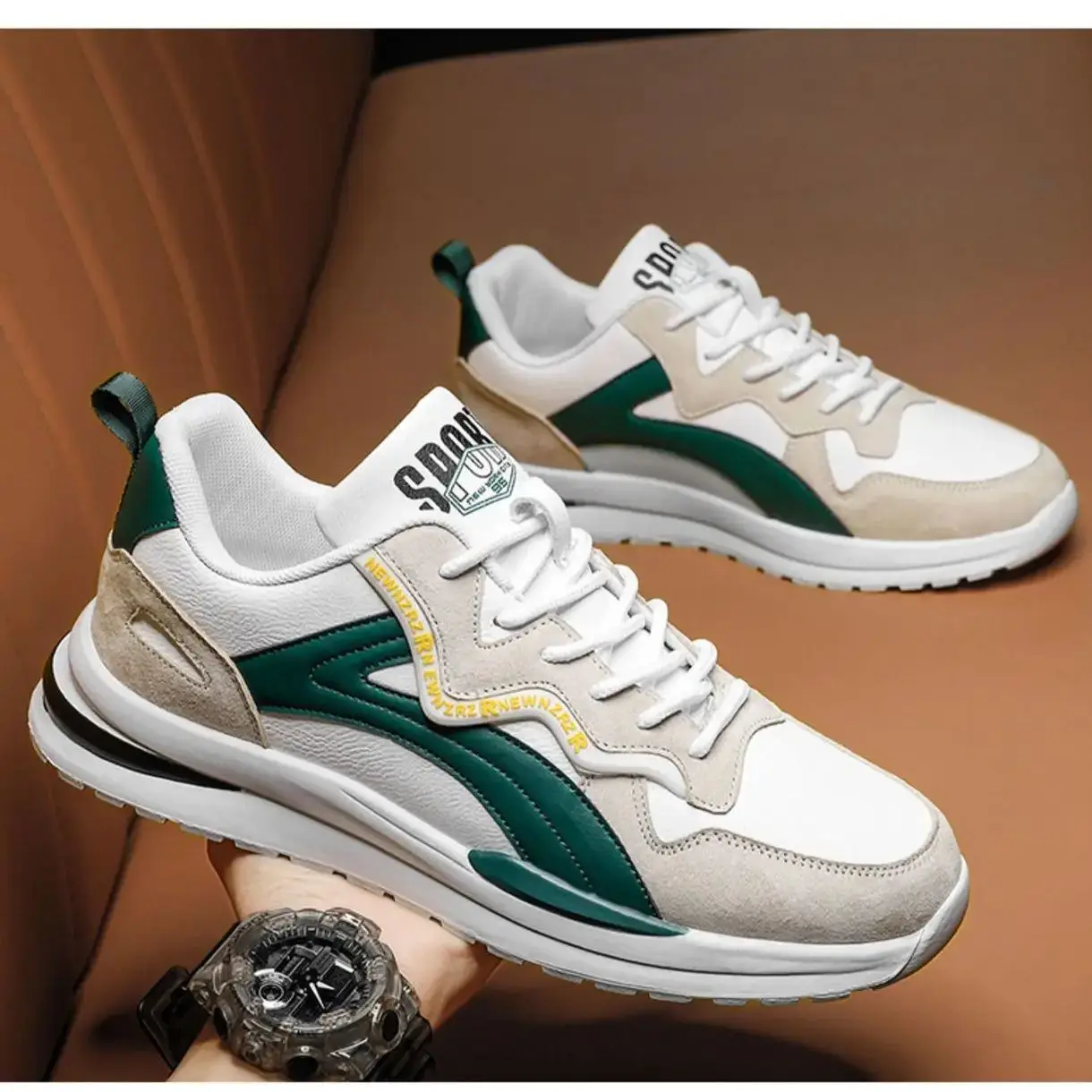 

Teenagers' Sporty Casual Running Sneakers Breathable Leather Versatile Comfortable Footwear for Teens