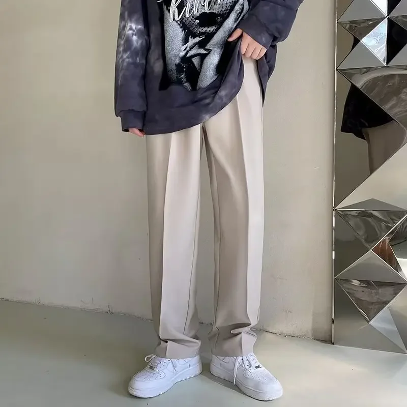 Nuovi pantaloni da uomo dritti drappeggiati moda business coreano allentato casual bianco nero grigio pantaloni a gamba larga pantaloni da giacca