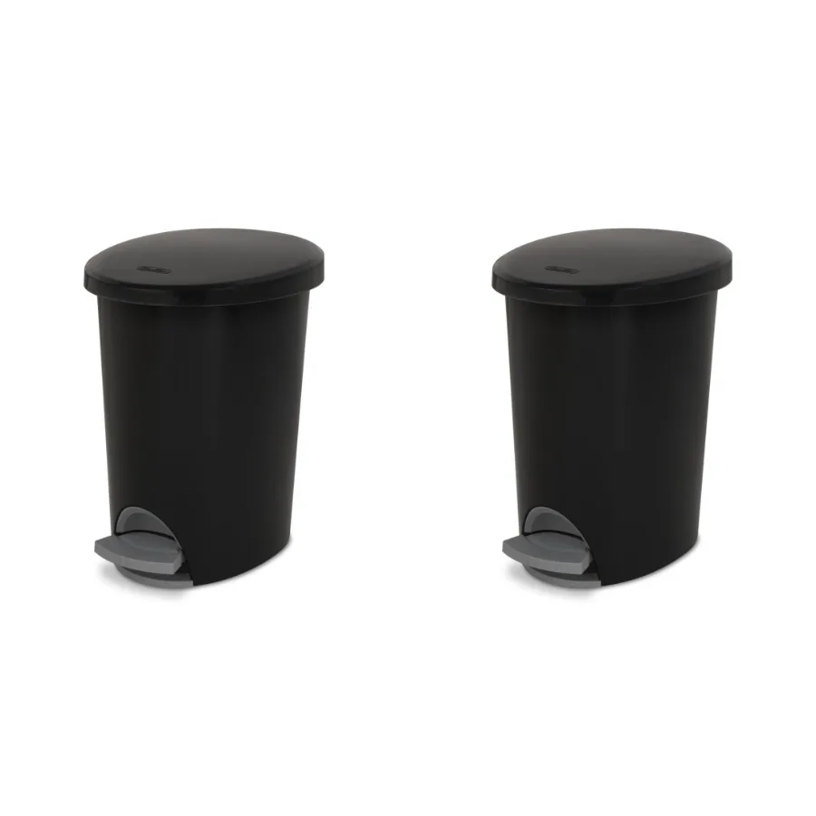 

Маленькая мусорная корзина для ванной комнаты, 2,6 галлона, пластиковый контейнер для мусора с нажимной крышкой для небольших помещений, идеально подходит для кухни или ванной комнаты.