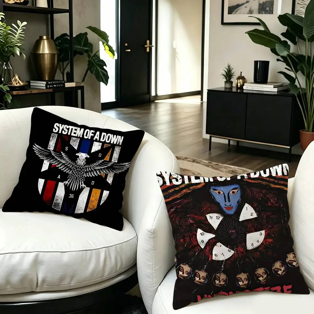 Heavy Metal Band System of A Down Pillow Cushion Cover Pillowcase Living Room Sofa Home Decor Customized
