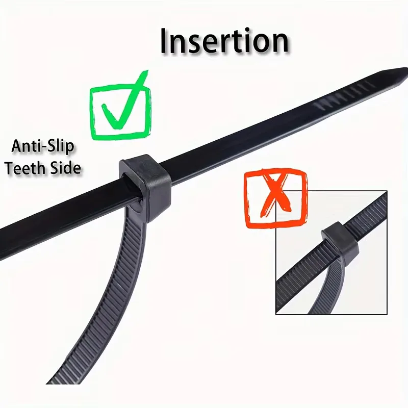8MM 250pcs Heavy Duty Cable Ties, Black Nylon Zip Tie Straps with Water-Resistant, Non-slip, Break Resistant